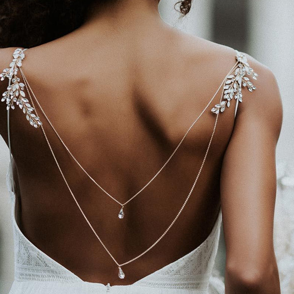 Body Jewelry Necklace - Zircon Tassel Pendant Back Chain Necklace