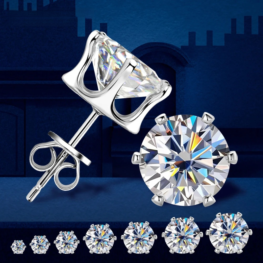 Body Jewelry Diamond - TY 0.2-6Carat Moissanite Stud Earrings For