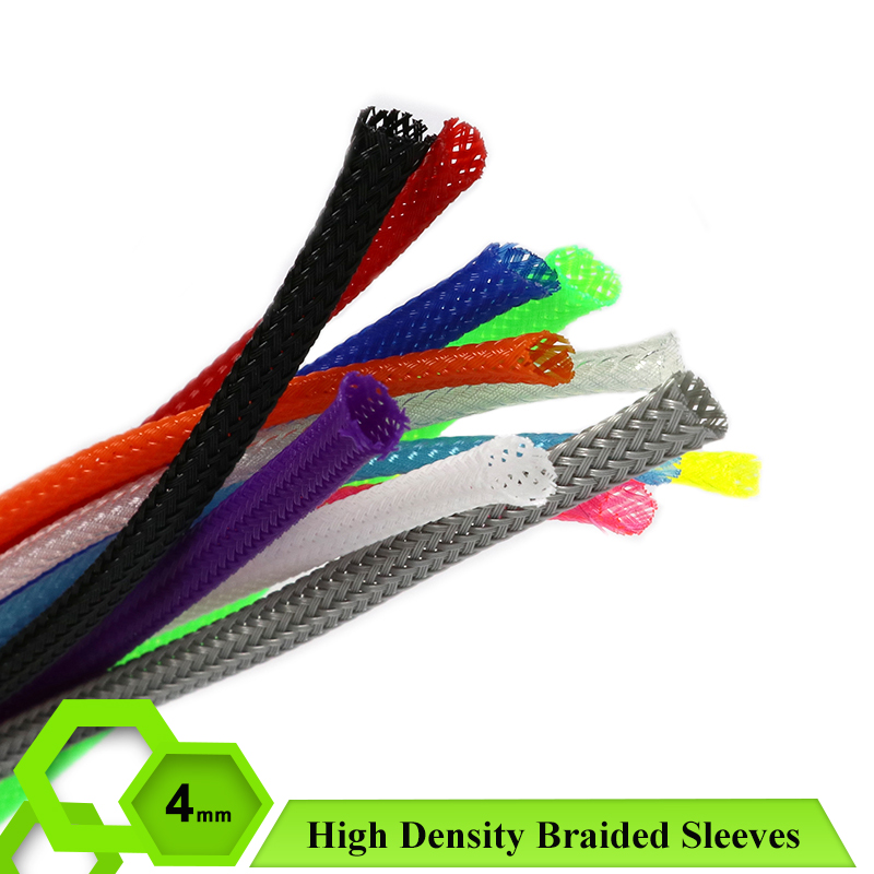 Body Jewelry 4 U - 2/5/10/20/50m Braided Sleeves 4mm Cable Management