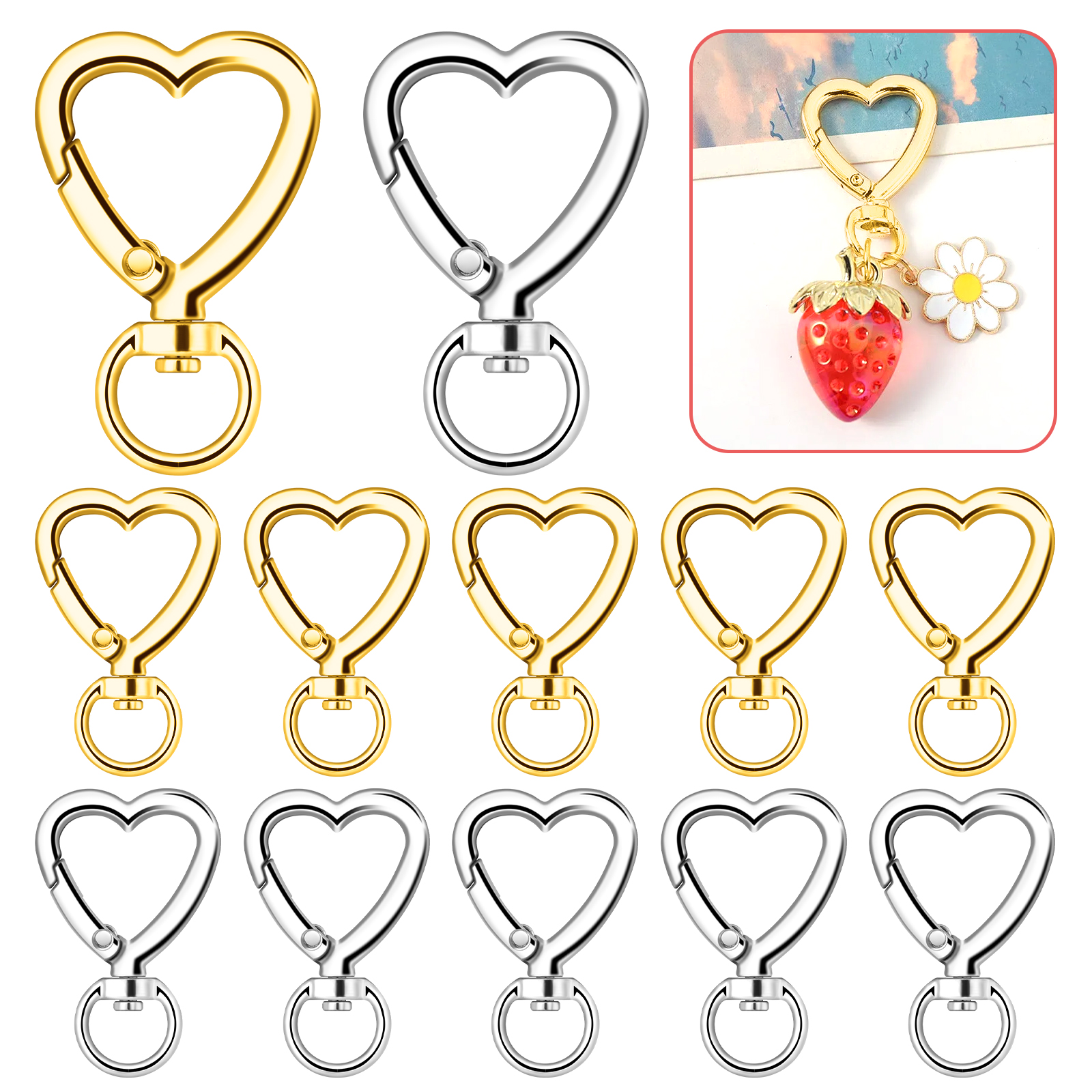 10pcs Metal Heart Lobster Claw - Daith Heart Ring ulasan dan harga