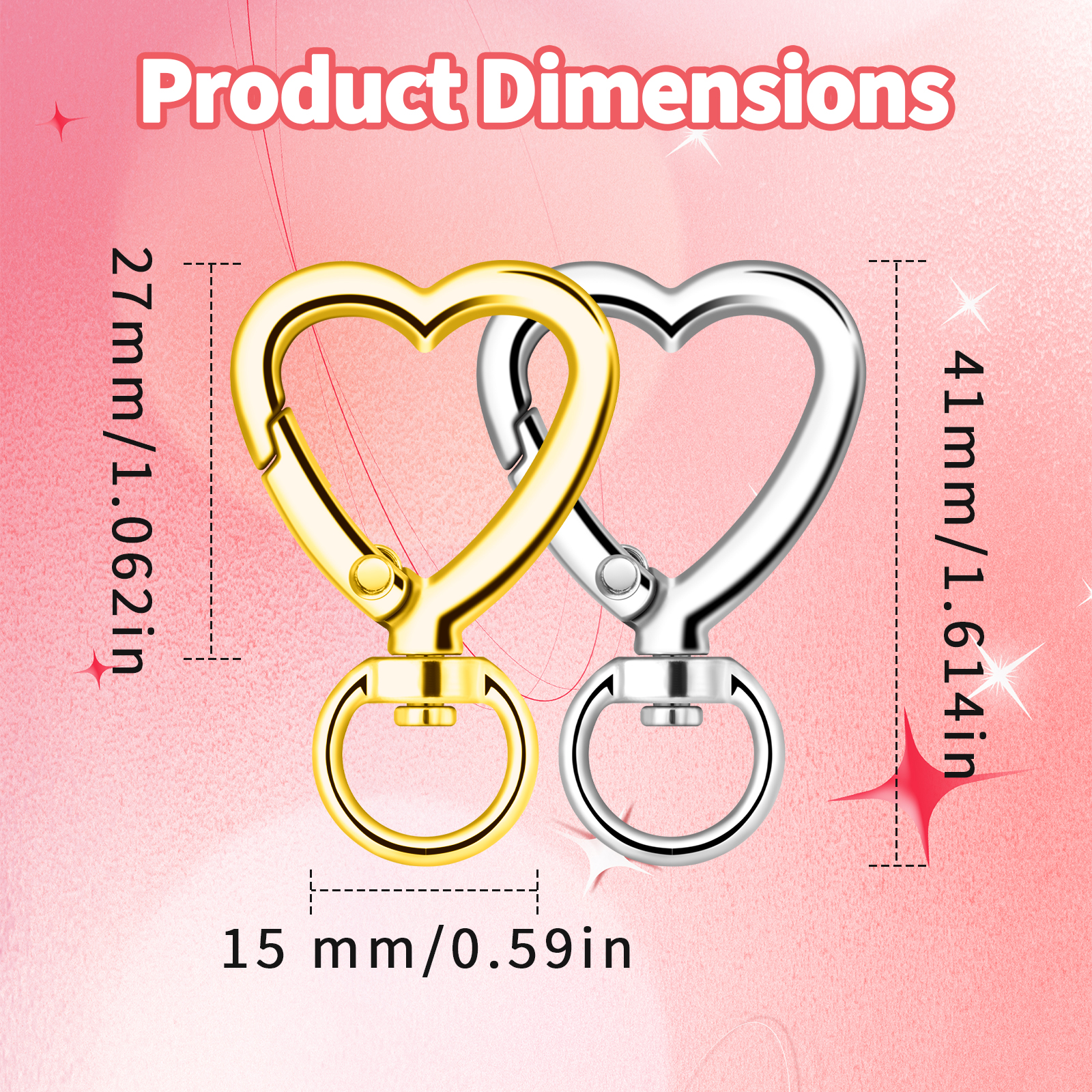 10pcs Metal Heart Lobster Claw - Daith Heart Ring ulasan dan harga