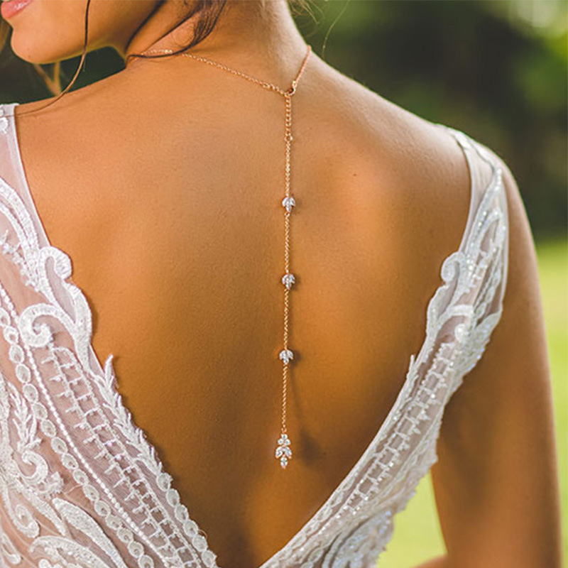 Back Chain Rhinestone Pendant  - Body Jewelry For Backless Dress ulasan dan harga