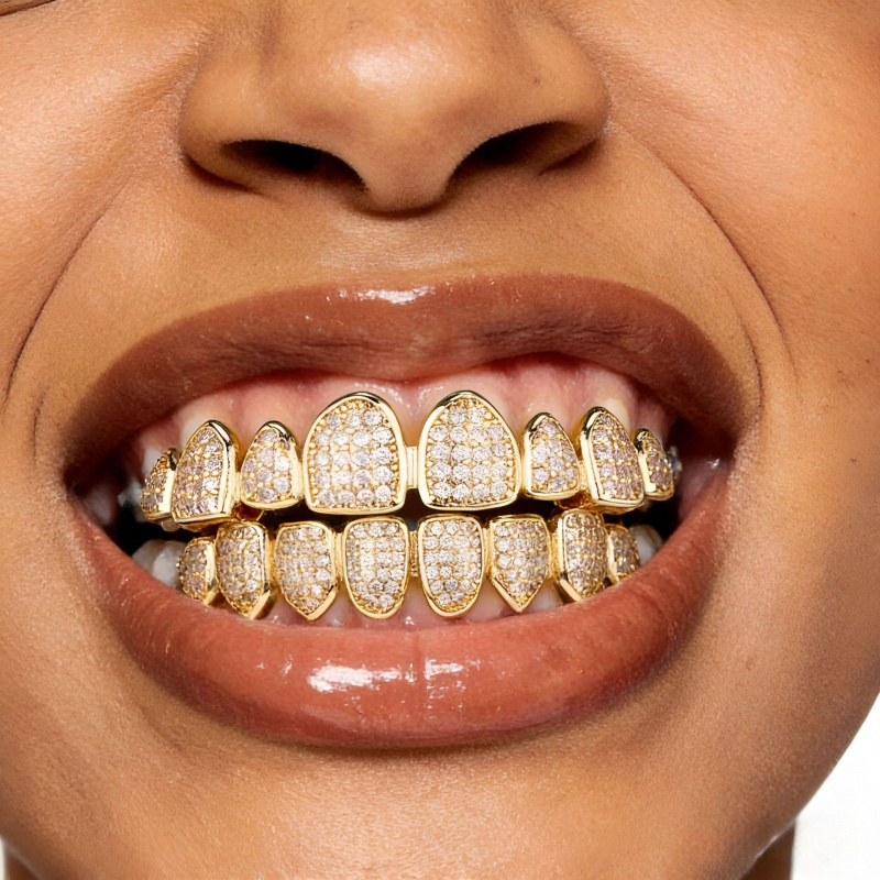 New HipHop CZ Teeth Set For Un - Body Jewelry High End ulasan dan harga