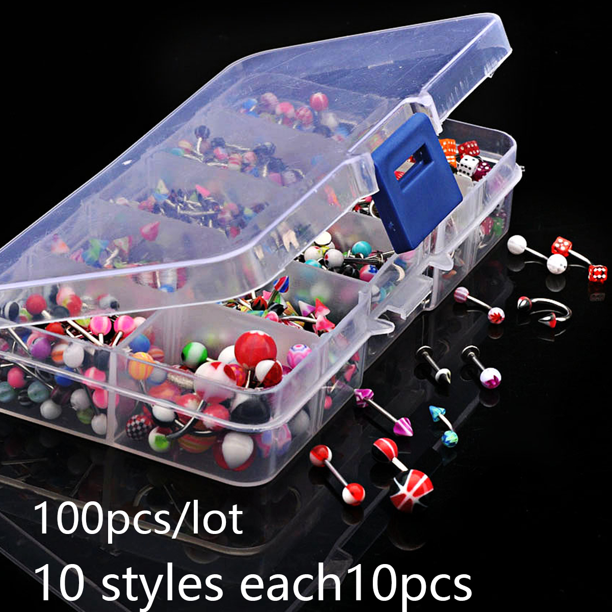 45/80/110Pcs Mix Styles Stainl - Body Jewelry Display Case ulasan dan harga
