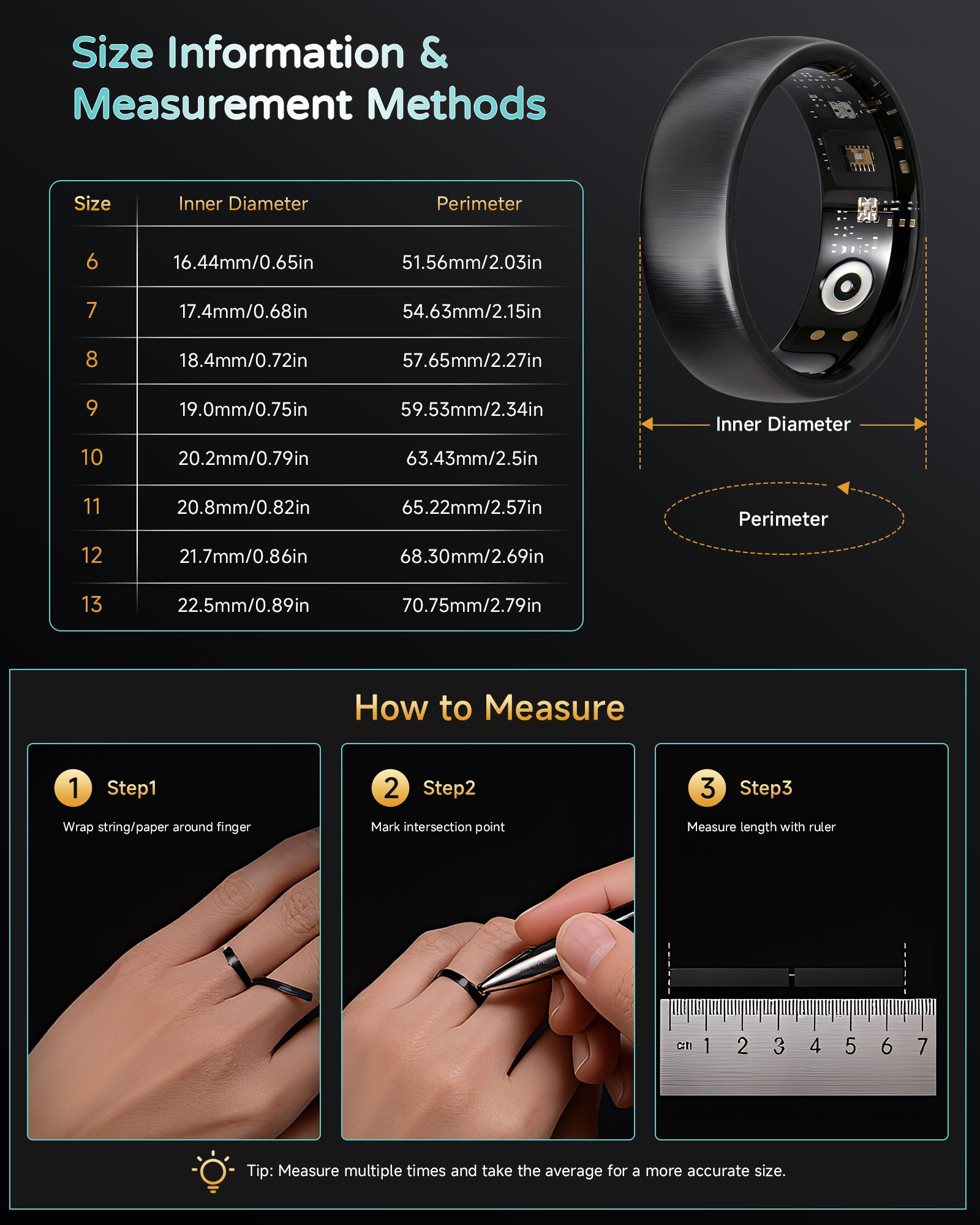 AURA Matt Smart Ring Fitness S - Daith Heart Ring ulasan dan harga