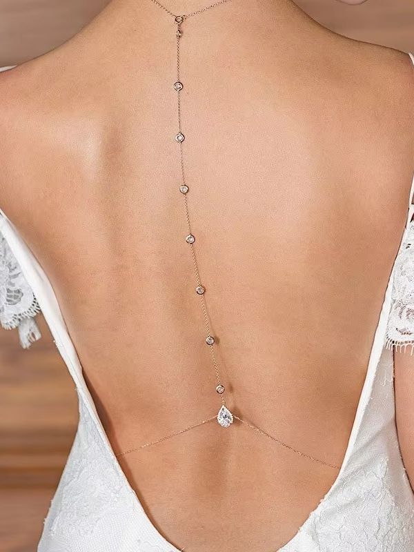Gold Silver Teardrop Crystal B - Body Jewelry For Backless Dress ulasan dan harga