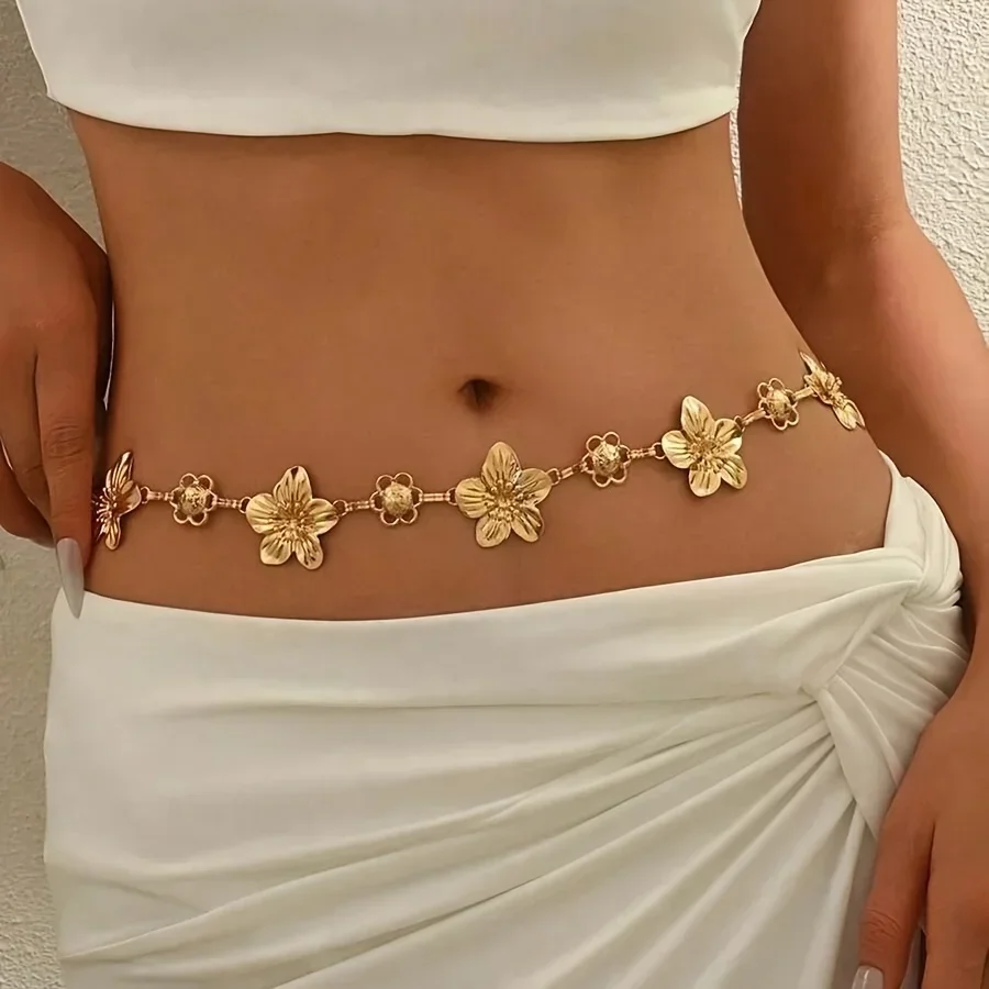 1 retro floral waist chain, bo - Body Jewelry High End ulasan dan harga