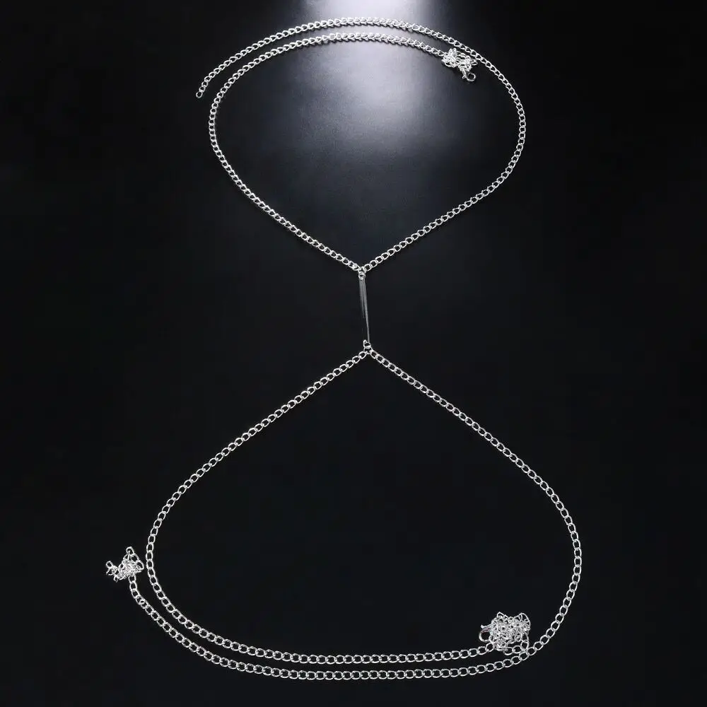 Sexy Metal Chest Chain Harness - Body Jewelry Necklace ulasan dan harga