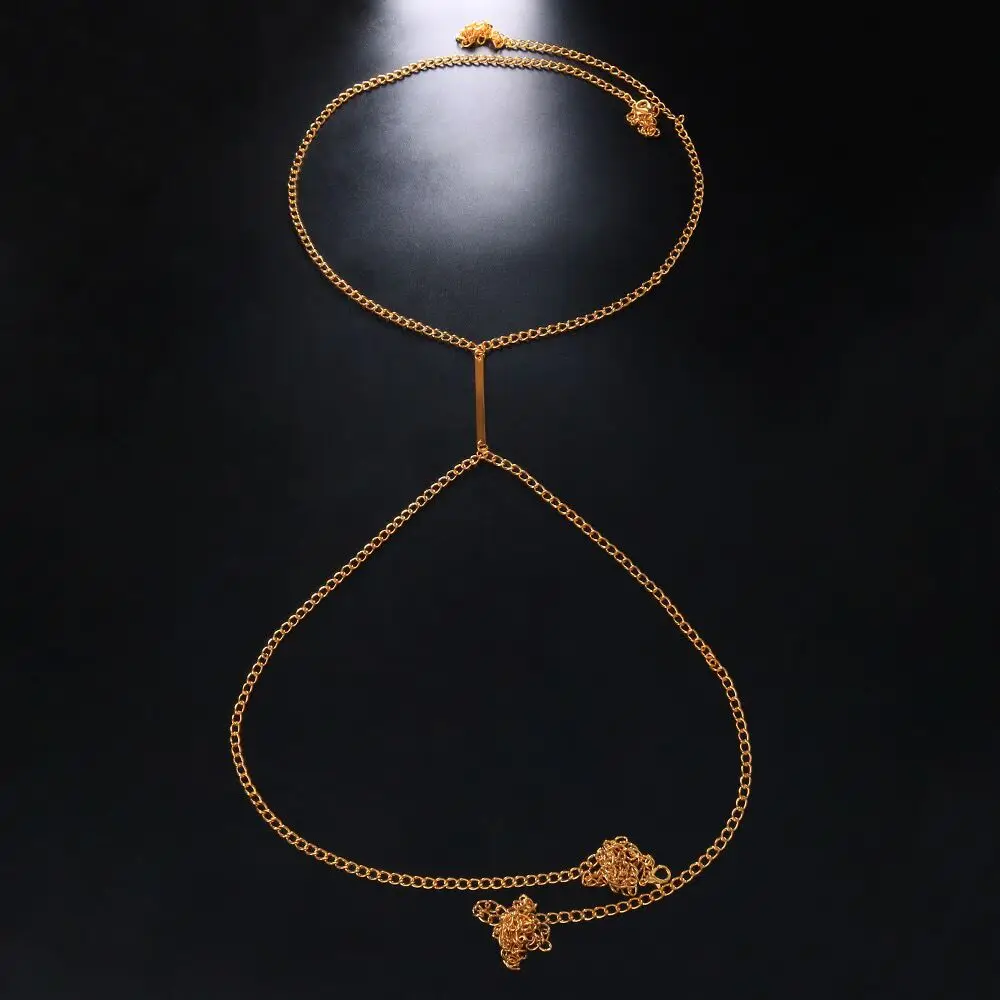 Sexy Metal Chest Chain Harness - Body Jewelry Necklace ulasan dan harga