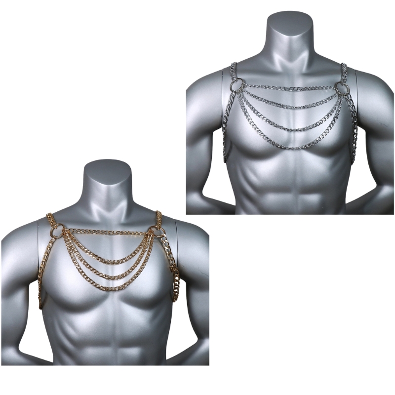 Men's Sexy Metal Body Chest Ch - Body Jewelry Necklace ulasan dan harga