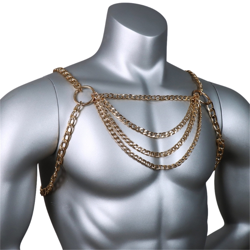 Men's Sexy Metal Body Chest Ch - Body Jewelry Necklace ulasan dan harga