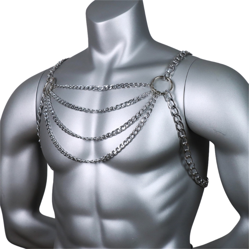 Men's Sexy Metal Body Chest Ch - Body Jewelry Necklace ulasan dan harga