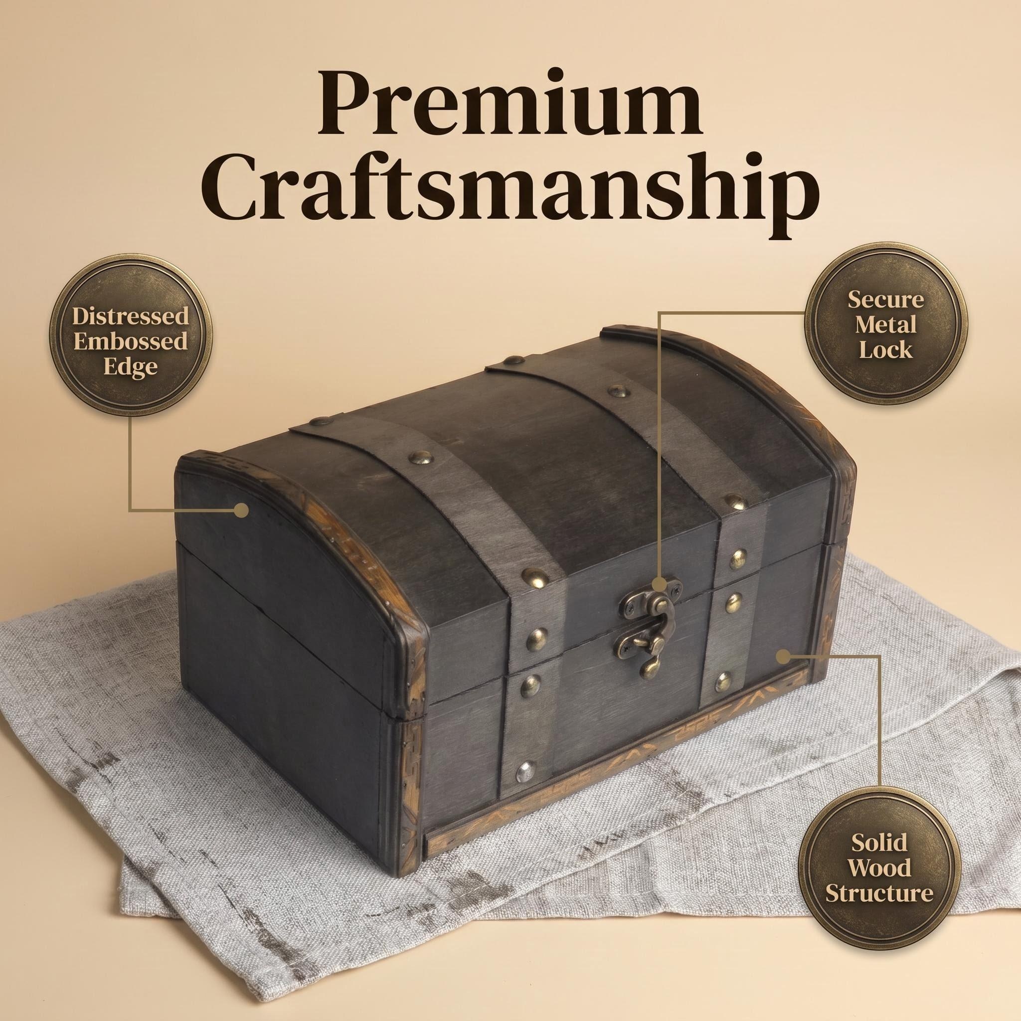 Vintage Wooden Box Treasure Ch - Body Jewelry Display Case ulasan dan harga