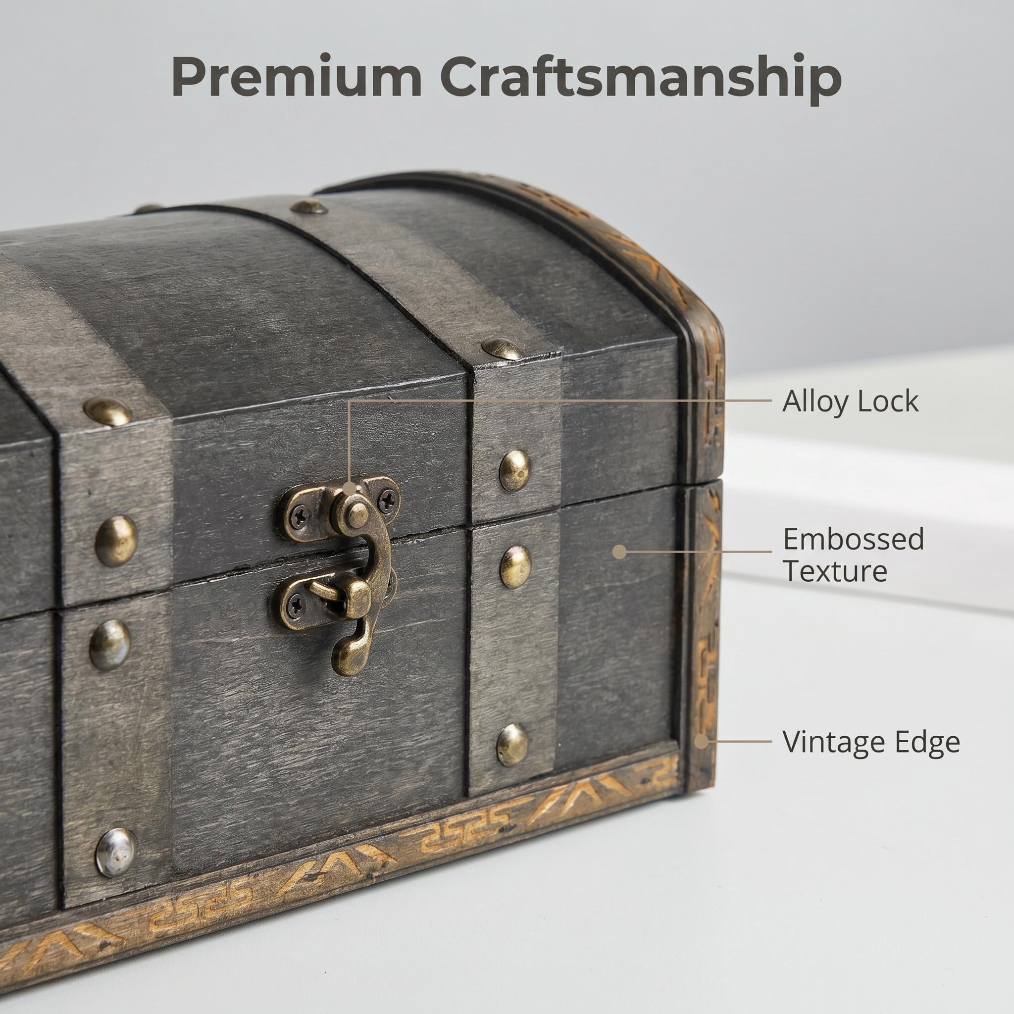 Vintage Wooden Box Treasure Ch - Body Jewelry Display Case ulasan dan harga