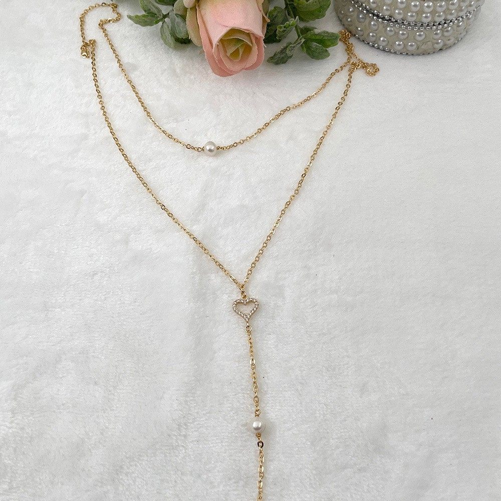 Hollow Heart Bridal Back Chain - Body Jewelry For Backless Dress ulasan dan harga